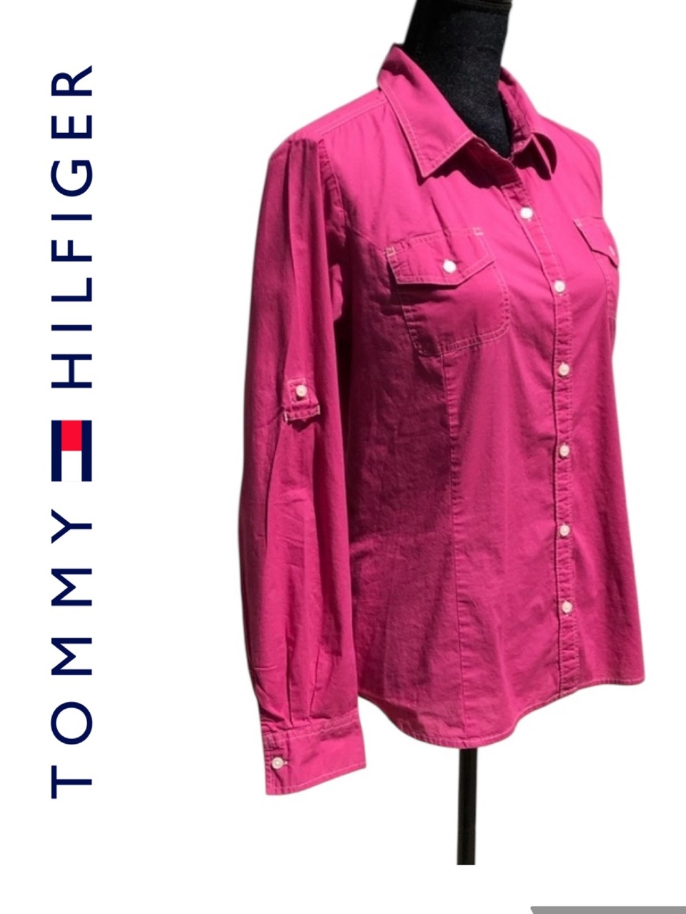 TOMMY HILFIGER COLLARED BUTTON UP BLOUSE